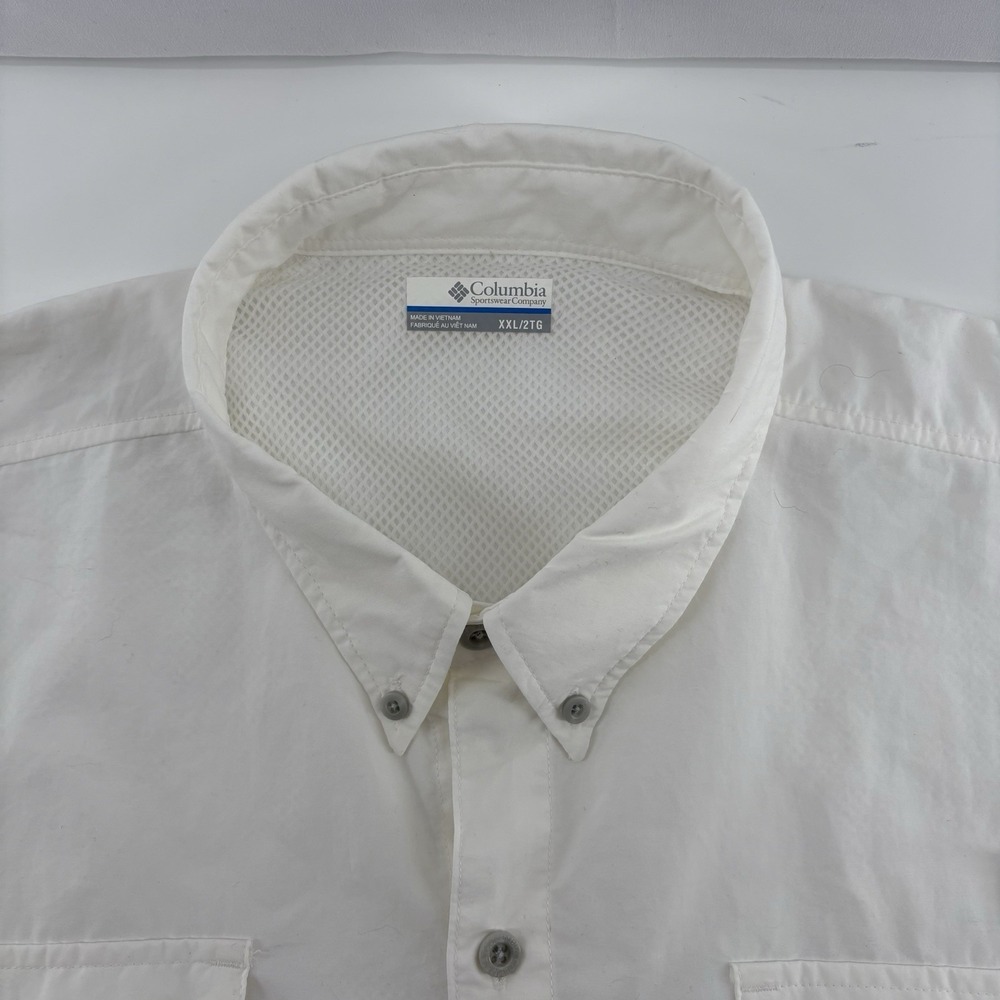 Columbia PFG Shirt Omni Shade Men's XXL‎ Vented Fishing Button Down White